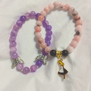 Natural Stone - Stretch Bracelets 7 1/2" Set